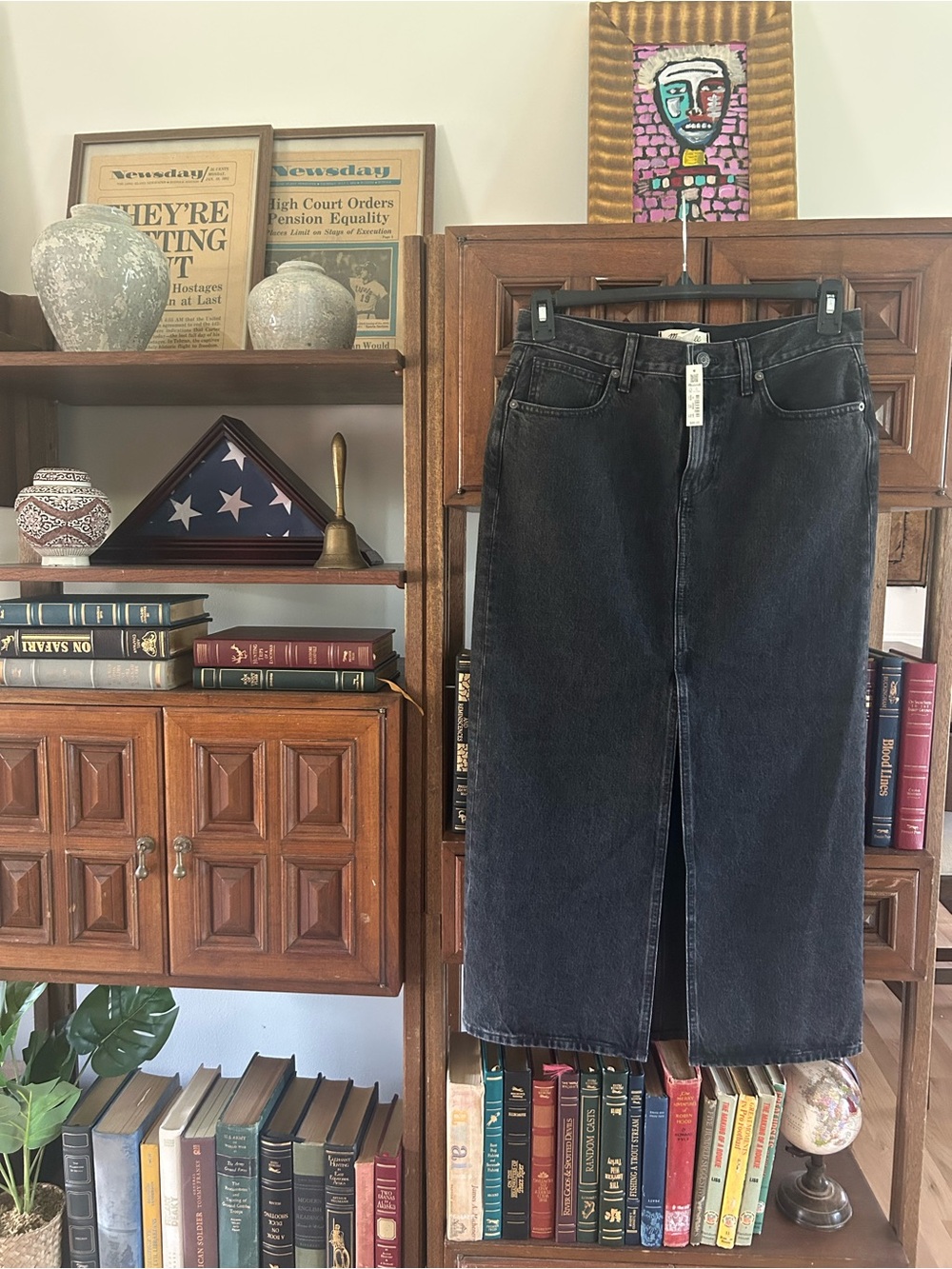 NWT Madewell black denim skirt